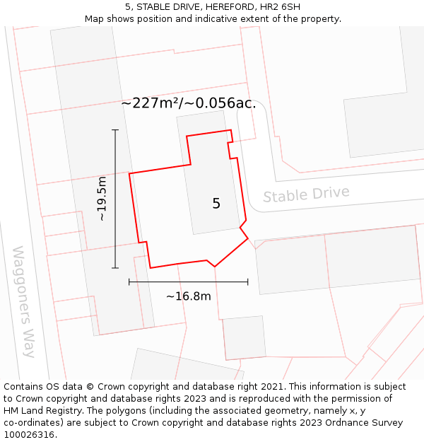 5, STABLE DRIVE, HEREFORD, HR2 6SH: Plot and title map