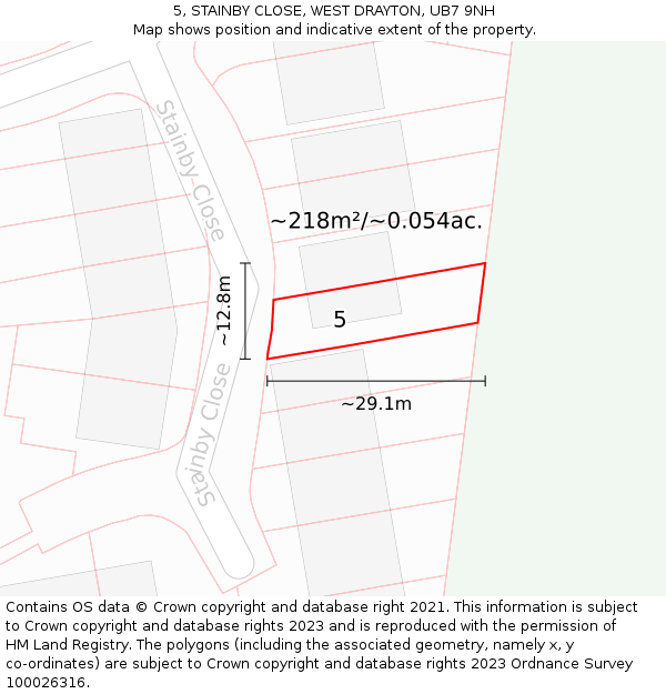 5, STAINBY CLOSE, WEST DRAYTON, UB7 9NH: Plot and title map