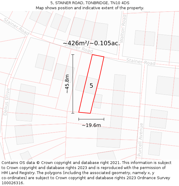 5, STAINER ROAD, TONBRIDGE, TN10 4DS: Plot and title map