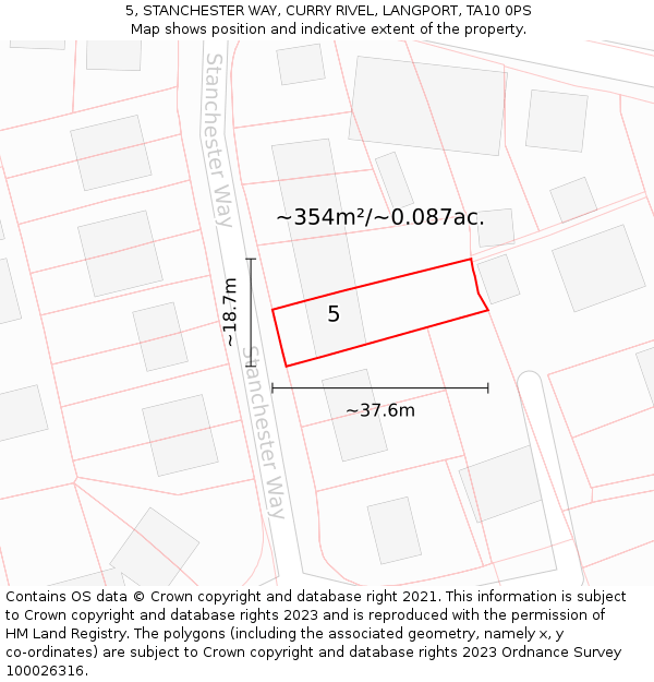 5, STANCHESTER WAY, CURRY RIVEL, LANGPORT, TA10 0PS: Plot and title map