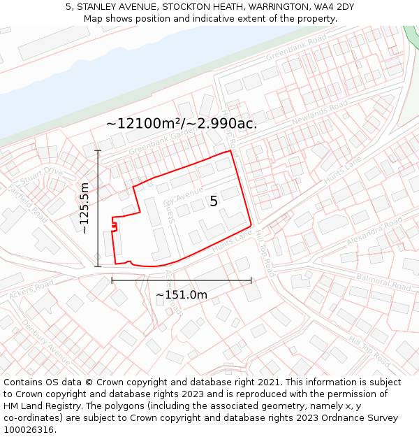 5, STANLEY AVENUE, STOCKTON HEATH, WARRINGTON, WA4 2DY: Plot and title map