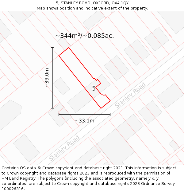 5, STANLEY ROAD, OXFORD, OX4 1QY: Plot and title map