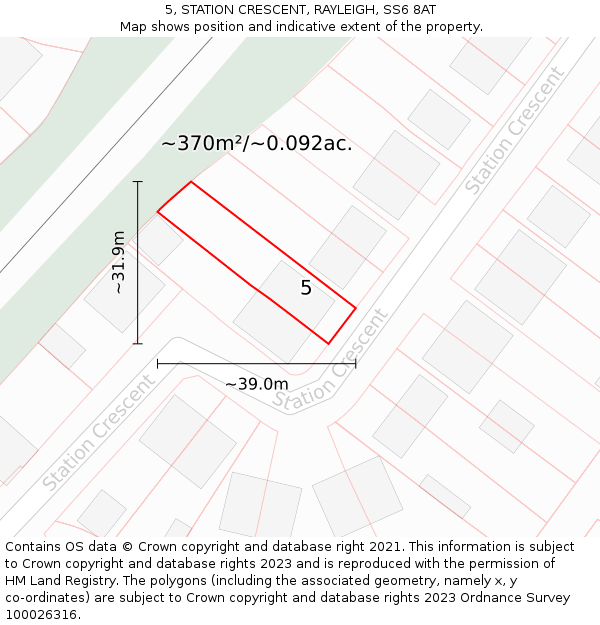 5, STATION CRESCENT, RAYLEIGH, SS6 8AT: Plot and title map