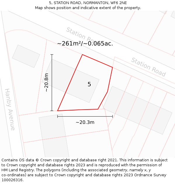 5, STATION ROAD, NORMANTON, WF6 2NE: Plot and title map