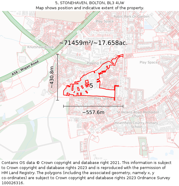 5, STONEHAVEN, BOLTON, BL3 4UW: Plot and title map