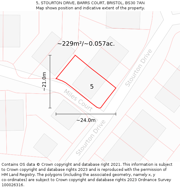 5, STOURTON DRIVE, BARRS COURT, BRISTOL, BS30 7AN: Plot and title map