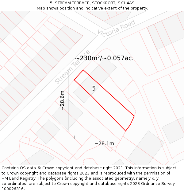 5, STREAM TERRACE, STOCKPORT, SK1 4AS: Plot and title map