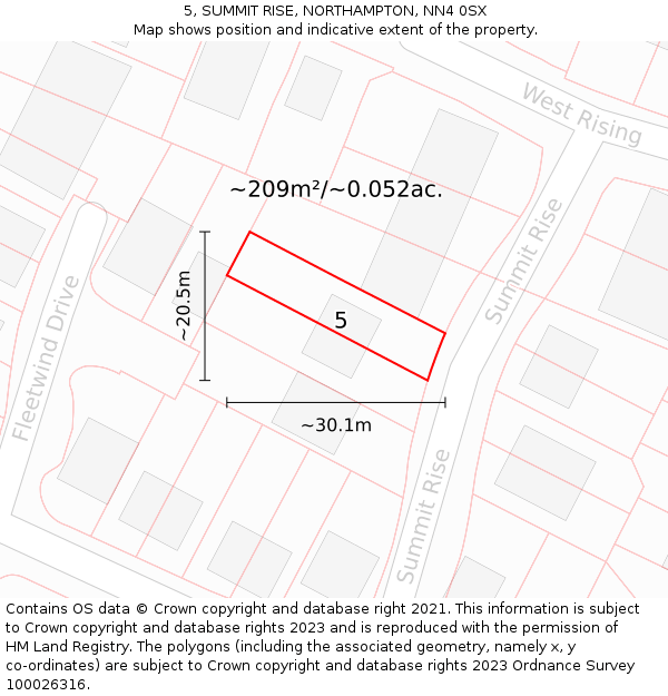 5, SUMMIT RISE, NORTHAMPTON, NN4 0SX: Plot and title map