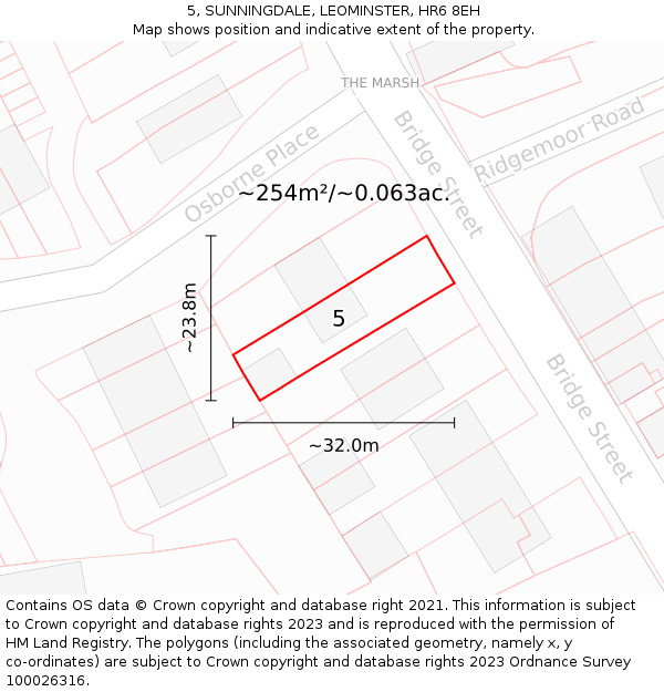 5, SUNNINGDALE, LEOMINSTER, HR6 8EH: Plot and title map