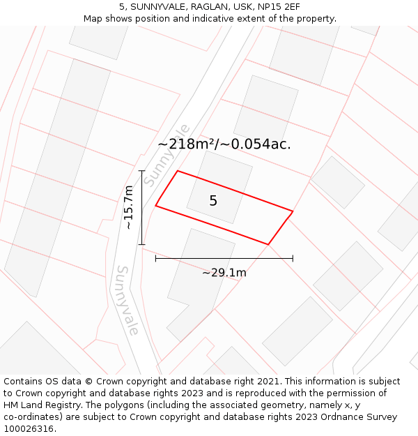 5, SUNNYVALE, RAGLAN, USK, NP15 2EF: Plot and title map