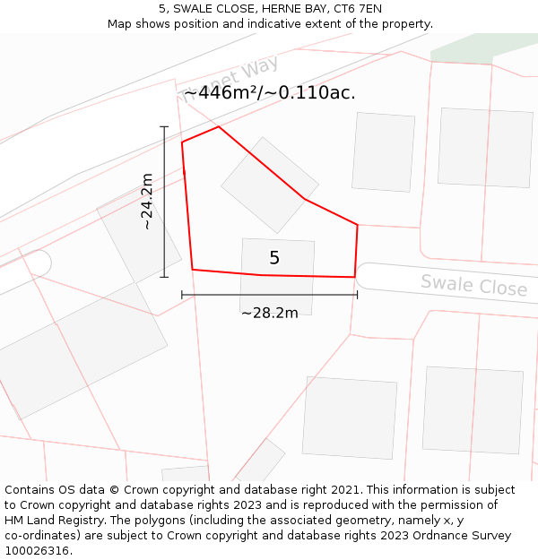 5, SWALE CLOSE, HERNE BAY, CT6 7EN: Plot and title map