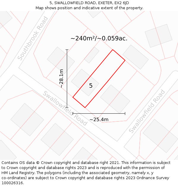 5, SWALLOWFIELD ROAD, EXETER, EX2 6JD: Plot and title map