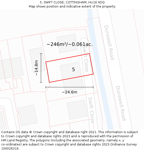 5, SWIFT CLOSE, COTTINGHAM, HU16 4DQ: Plot and title map