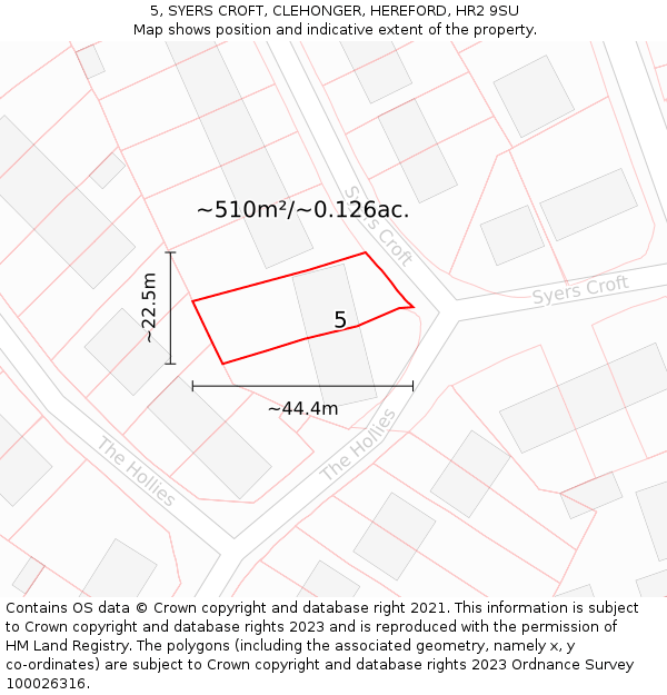 5, SYERS CROFT, CLEHONGER, HEREFORD, HR2 9SU: Plot and title map