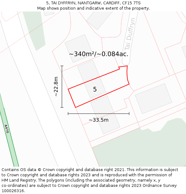 5, TAI DYFFRYN, NANTGARW, CARDIFF, CF15 7TS: Plot and title map