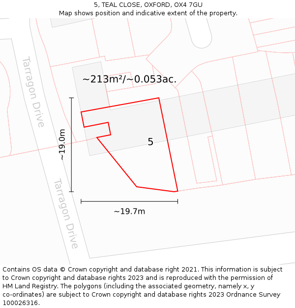 5, TEAL CLOSE, OXFORD, OX4 7GU: Plot and title map