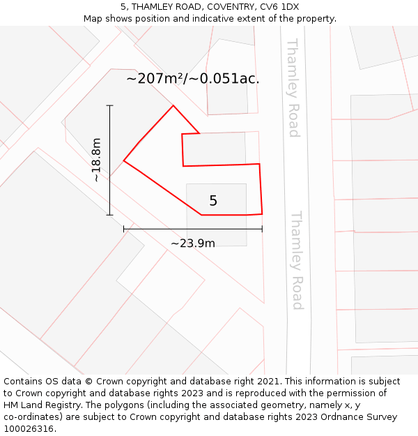 5, THAMLEY ROAD, COVENTRY, CV6 1DX: Plot and title map