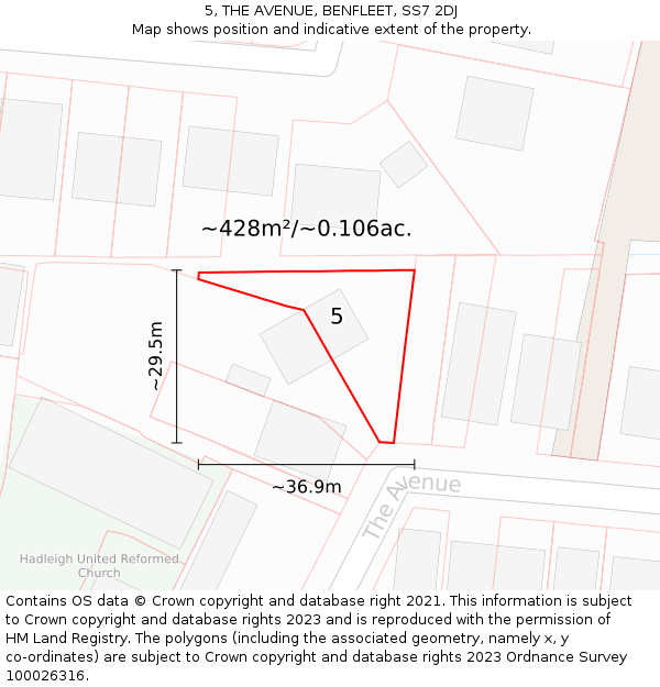 5, THE AVENUE, BENFLEET, SS7 2DJ: Plot and title map