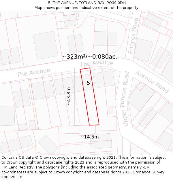 5, THE AVENUE, TOTLAND BAY, PO39 0DH: Plot and title map