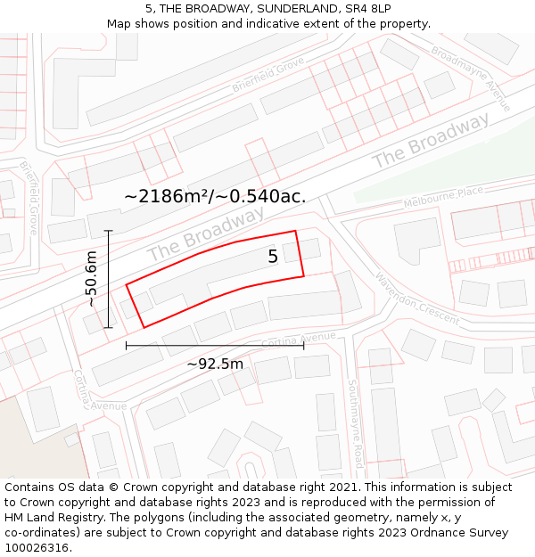 5, THE BROADWAY, SUNDERLAND, SR4 8LP: Plot and title map