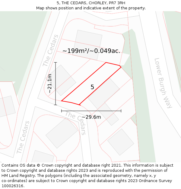 5, THE CEDARS, CHORLEY, PR7 3RH: Plot and title map