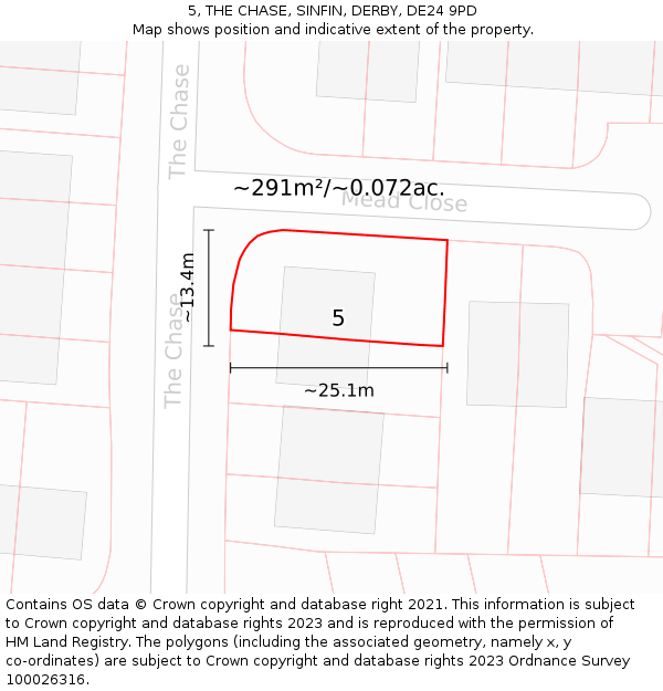 5, THE CHASE, SINFIN, DERBY, DE24 9PD: Plot and title map