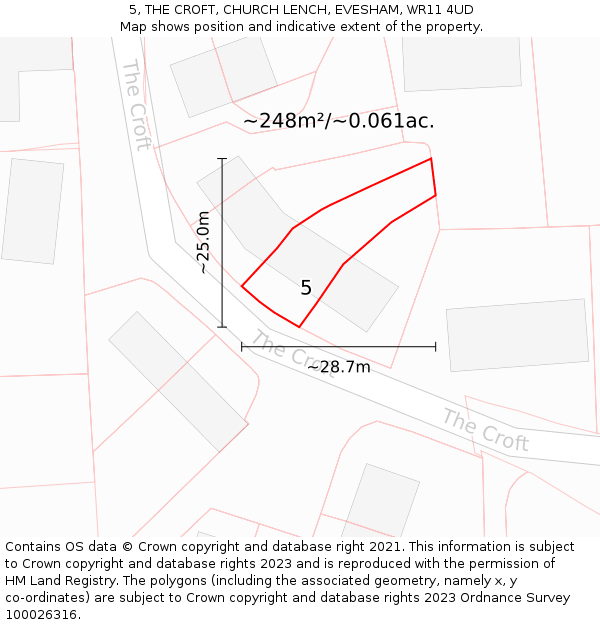 5, THE CROFT, CHURCH LENCH, EVESHAM, WR11 4UD: Plot and title map