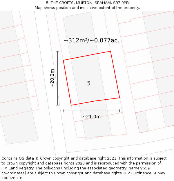 5, THE CROFTS, MURTON, SEAHAM, SR7 9PB: Plot and title map