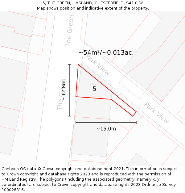 5, THE GREEN, HASLAND, CHESTERFIELD, S41 0LW: Plot and title map