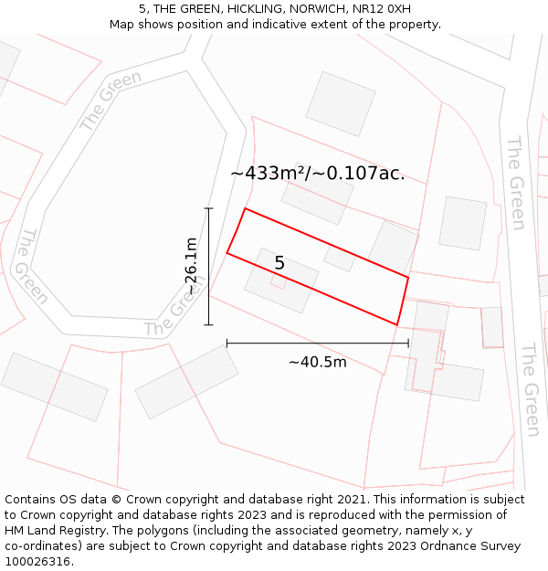 5, THE GREEN, HICKLING, NORWICH, NR12 0XH: Plot and title map