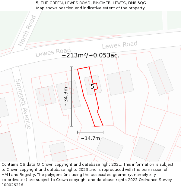 5, THE GREEN, LEWES ROAD, RINGMER, LEWES, BN8 5QG: Plot and title map