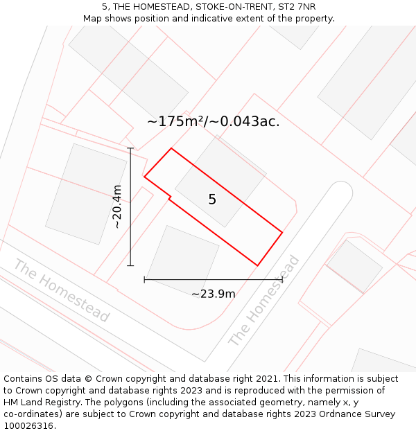 5, THE HOMESTEAD, STOKE-ON-TRENT, ST2 7NR: Plot and title map