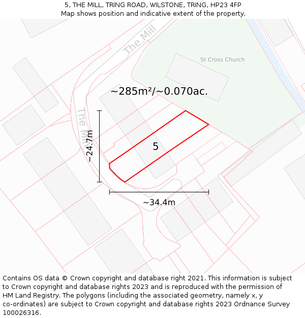 5, THE MILL, TRING ROAD, WILSTONE, TRING, HP23 4FP: Plot and title map