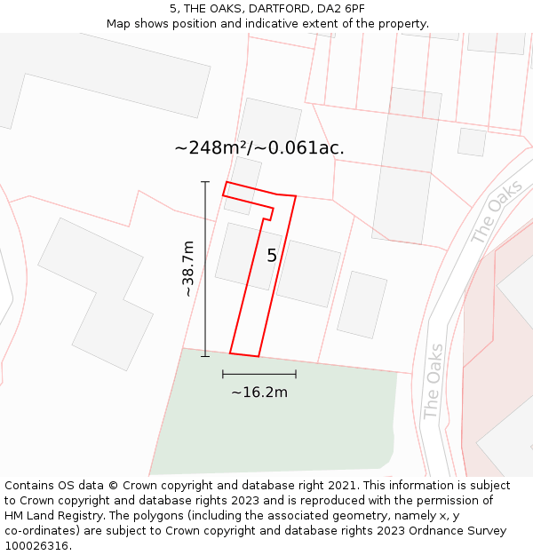 5, THE OAKS, DARTFORD, DA2 6PF: Plot and title map