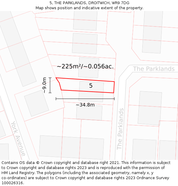 5, THE PARKLANDS, DROITWICH, WR9 7DG: Plot and title map