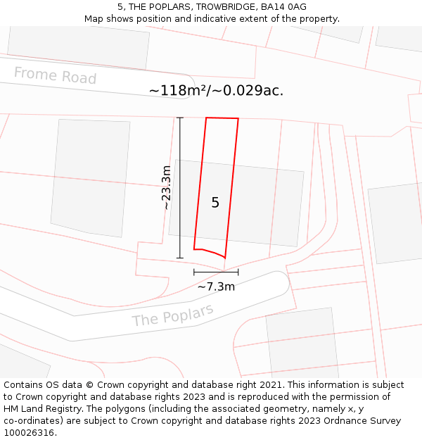 5, THE POPLARS, TROWBRIDGE, BA14 0AG: Plot and title map