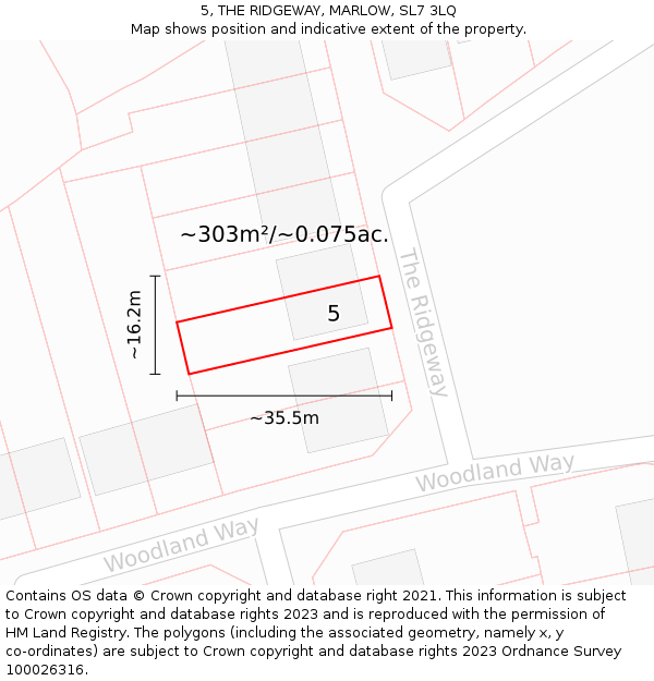 5, THE RIDGEWAY, MARLOW, SL7 3LQ: Plot and title map