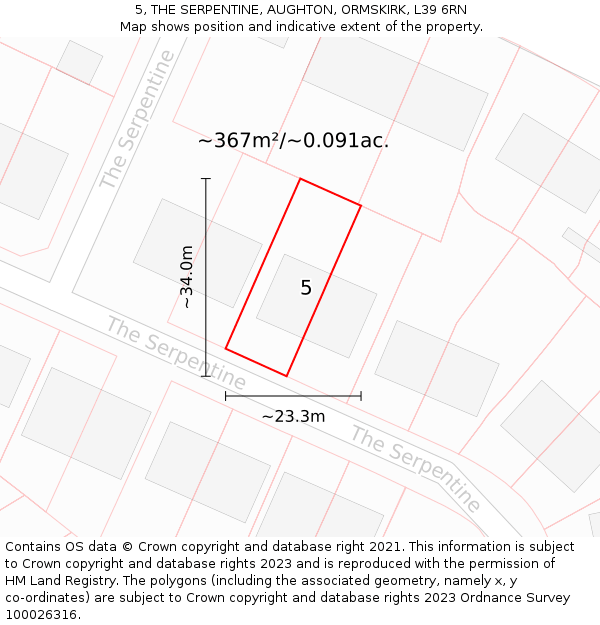 5, THE SERPENTINE, AUGHTON, ORMSKIRK, L39 6RN: Plot and title map