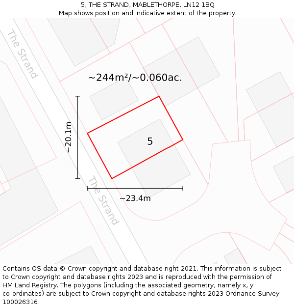 5, THE STRAND, MABLETHORPE, LN12 1BQ: Plot and title map