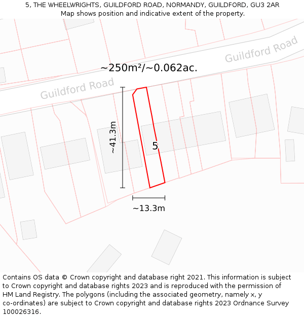 5, THE WHEELWRIGHTS, GUILDFORD ROAD, NORMANDY, GUILDFORD, GU3 2AR: Plot and title map