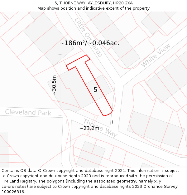 5, THORNE WAY, AYLESBURY, HP20 2XA: Plot and title map