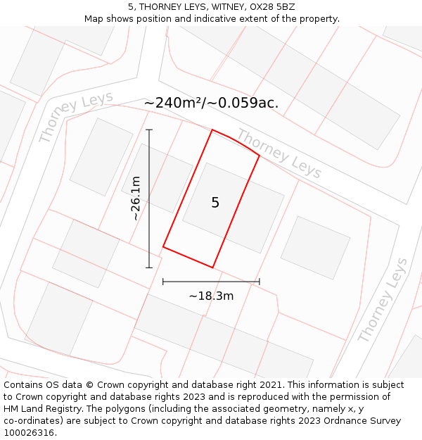 5, THORNEY LEYS, WITNEY, OX28 5BZ: Plot and title map