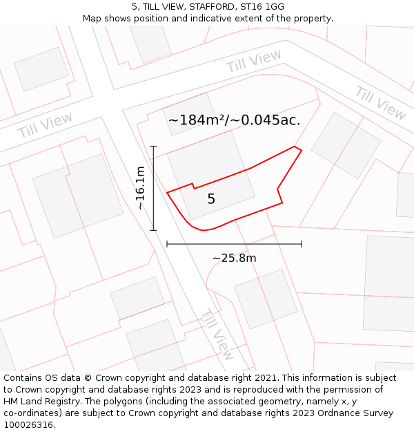 5, TILL VIEW, STAFFORD, ST16 1GG: Plot and title map