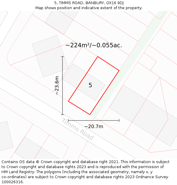 5, TIMMS ROAD, BANBURY, OX16 9DJ: Plot and title map