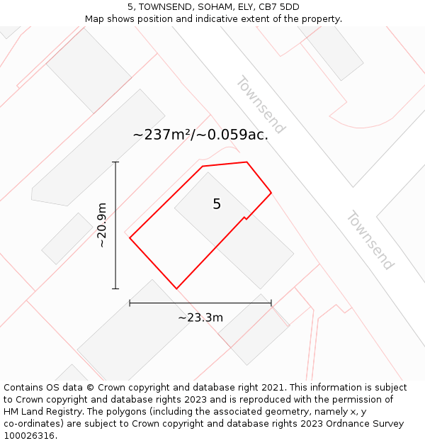 5, TOWNSEND, SOHAM, ELY, CB7 5DD: Plot and title map