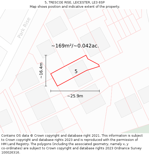 5, TRESCOE RISE, LEICESTER, LE3 6SP: Plot and title map