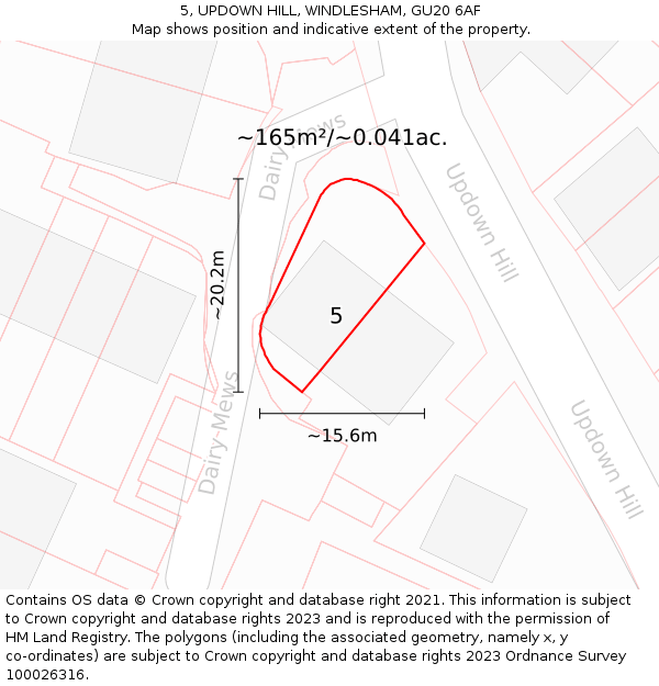 5, UPDOWN HILL, WINDLESHAM, GU20 6AF: Plot and title map