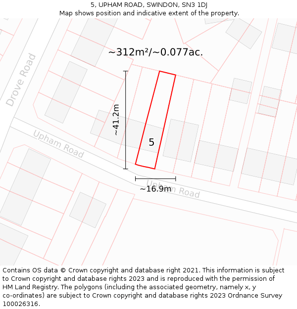 5, UPHAM ROAD, SWINDON, SN3 1DJ: Plot and title map