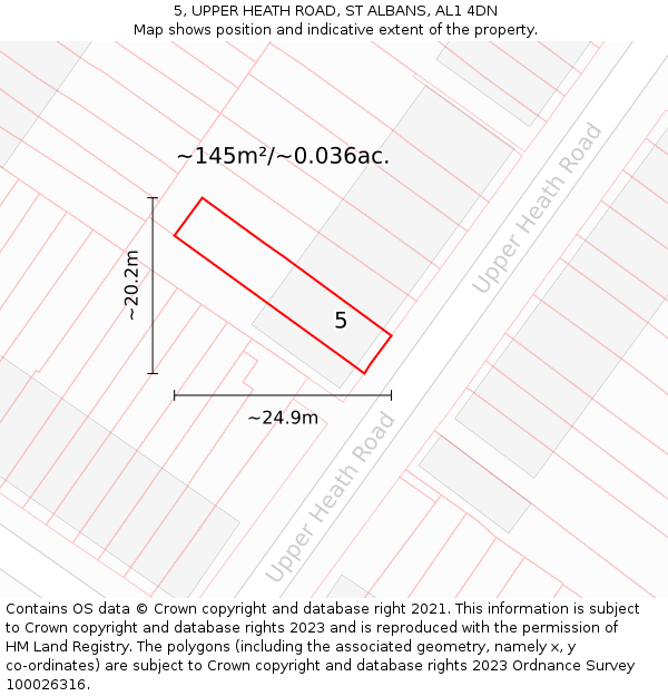 5, UPPER HEATH ROAD, ST ALBANS, AL1 4DN: Plot and title map