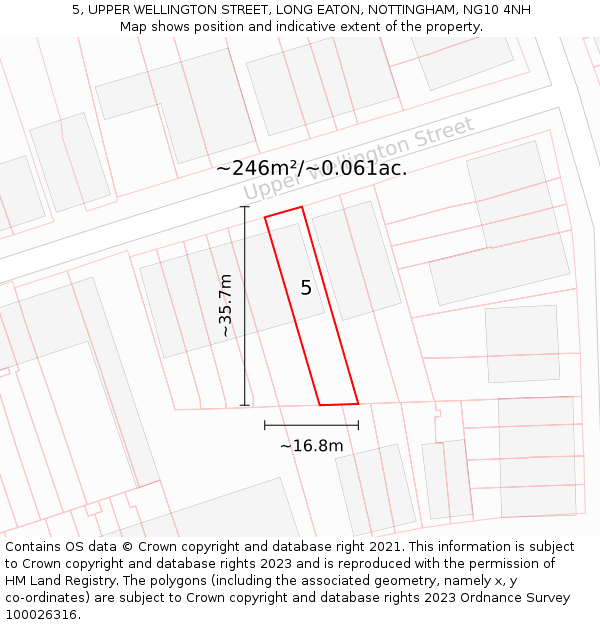 5, UPPER WELLINGTON STREET, LONG EATON, NOTTINGHAM, NG10 4NH: Plot and title map